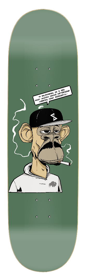 NFT "Smok'd Ape Mivel Játszol" skate deck by SKYWALK3R (12 sizes and shapes)