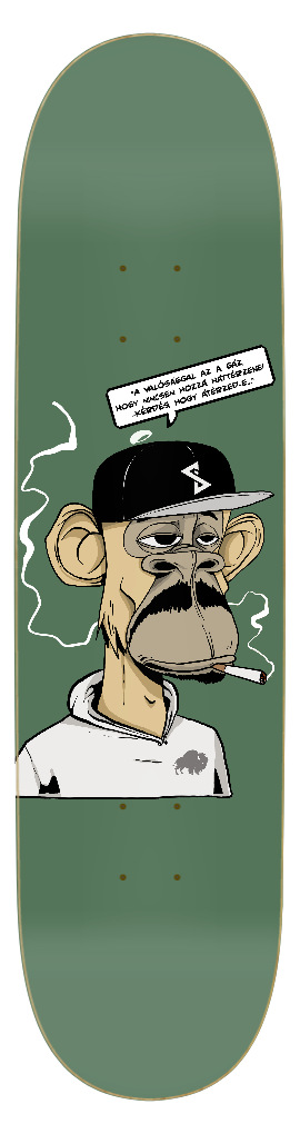 NFT "Smok'd Ape Mivel Játszol" skate deck by SKYWALK3R (12 sizes and shapes)