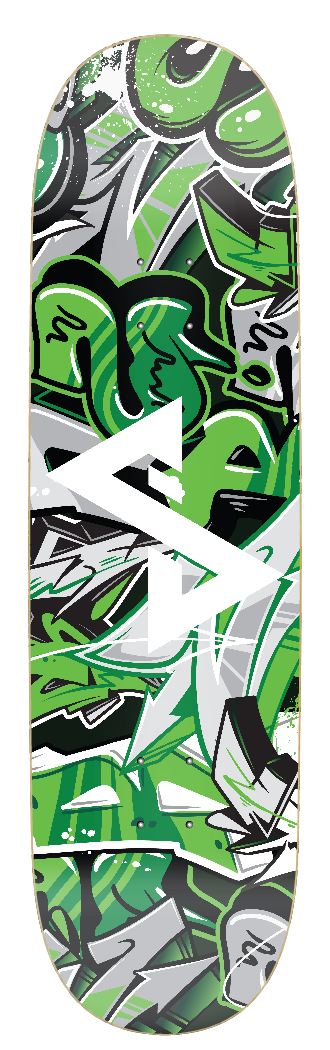 Essaide PANEL™ graff green skate deck  (12 sizes and shapes)