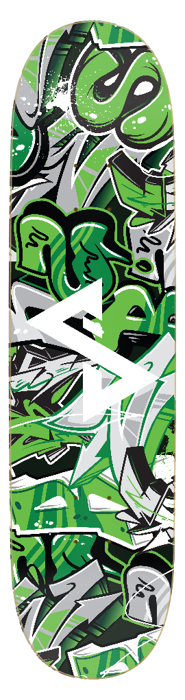 Essaide PANEL™ graff green skate deck  (12 sizes and shapes)