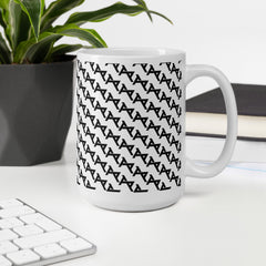 Akkezdet logo full pattern WHT mug